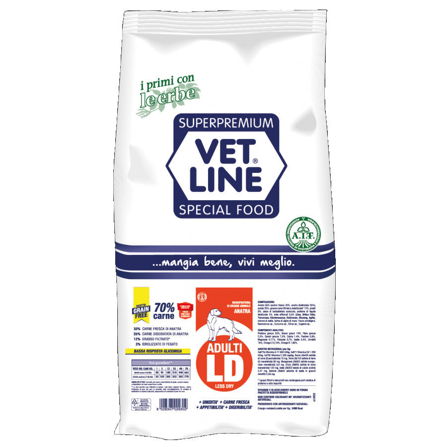 Vet Line Adulti Less Dry Anatra 3 Kg Vet Line Adulti Less Dry Anatra 3 Kg